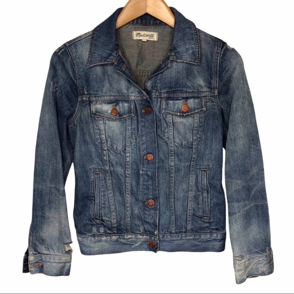 Madewell The Jean Jacket Ellery Wash Size Small Distressed Denim Style C1778 - Picture 3 of 11